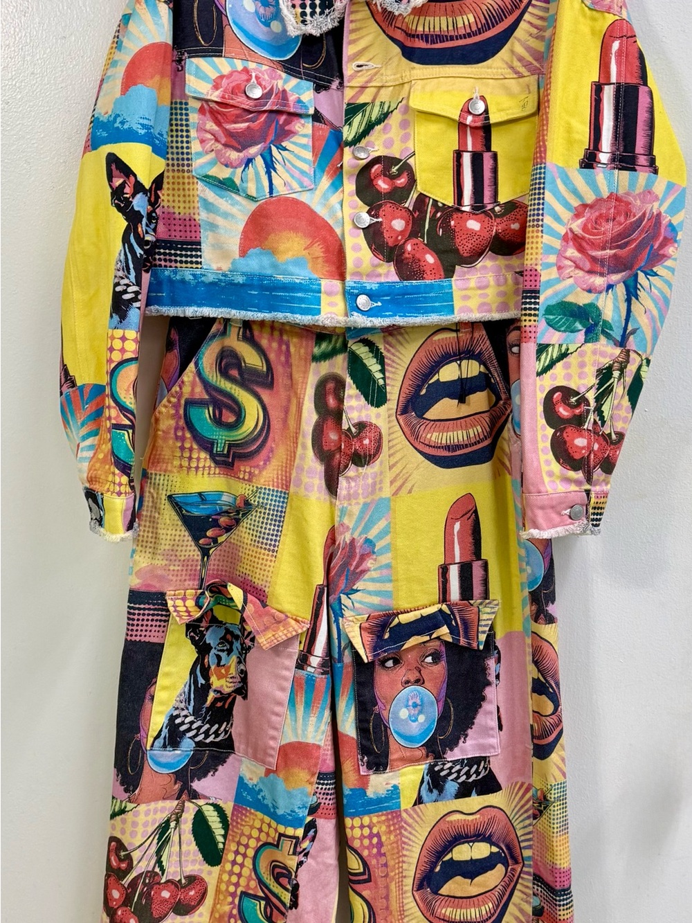 AKIRA Pop Art Streetwear Wide Leg Jeans and Jacket 32” x 32”